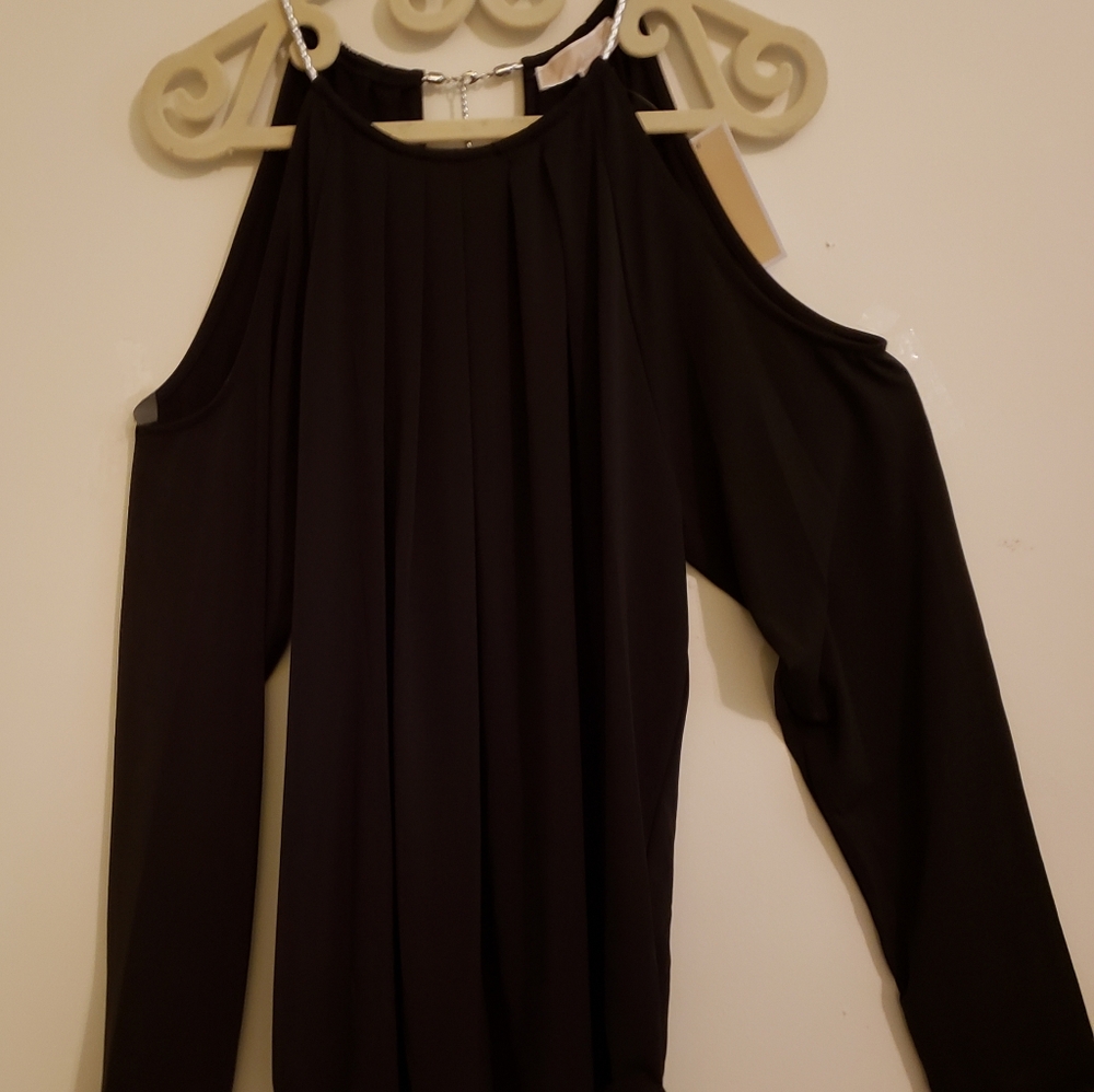 Michael Kors silver neck cold shoulder top